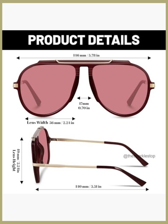Oversized Retro Aviator Sunglasses Gold Metal Shades UV400 Protection main image 5